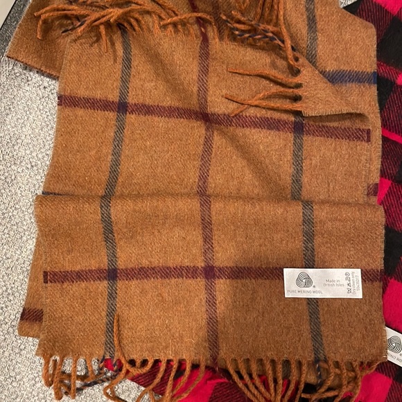 Pair of J Crew Abraham Moon British Wool Classic Plaid Scarves - Picture 3 of 5